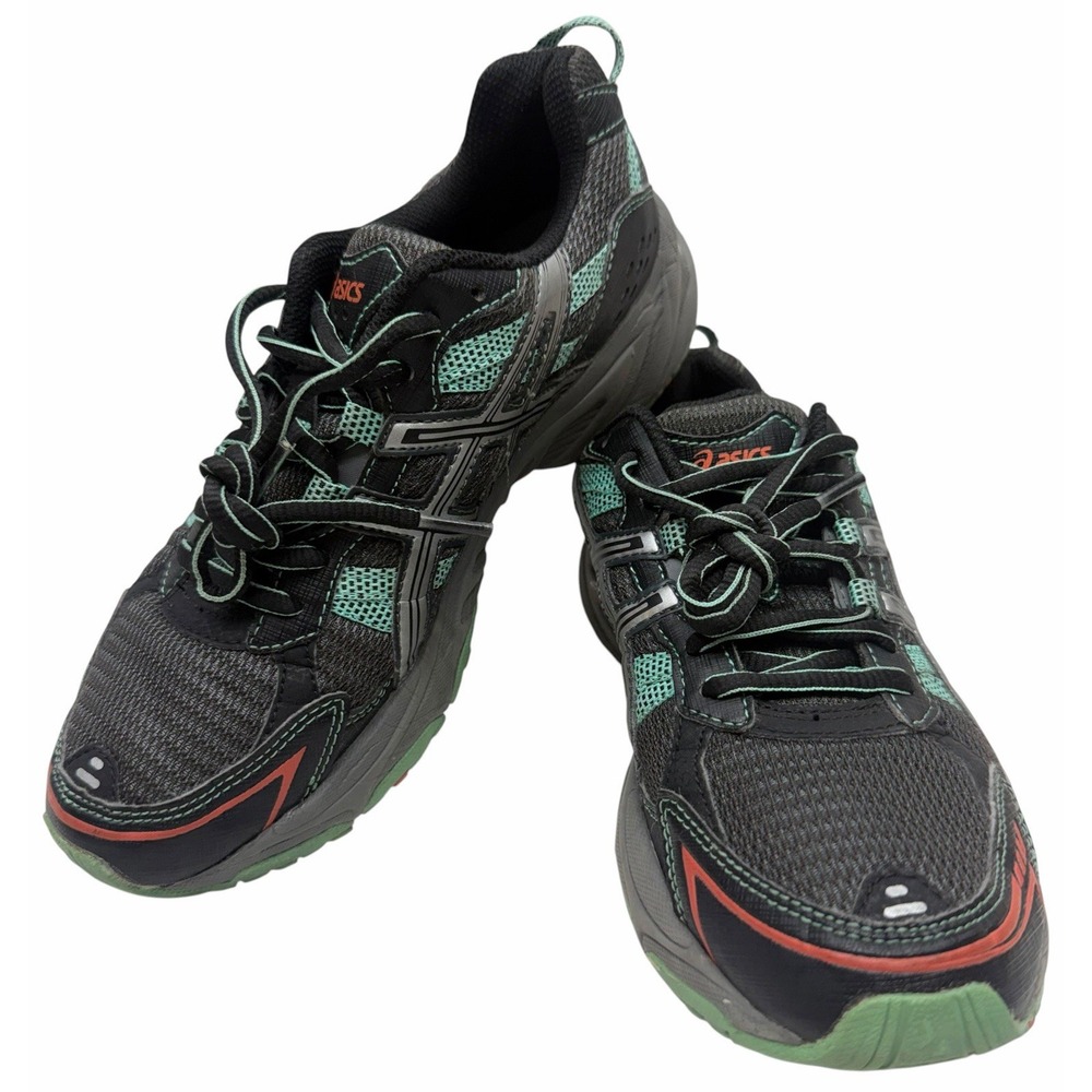 ASICS Gel Venture 4 Women's Trail Running Shoes Black Teal Coral Size 7.5